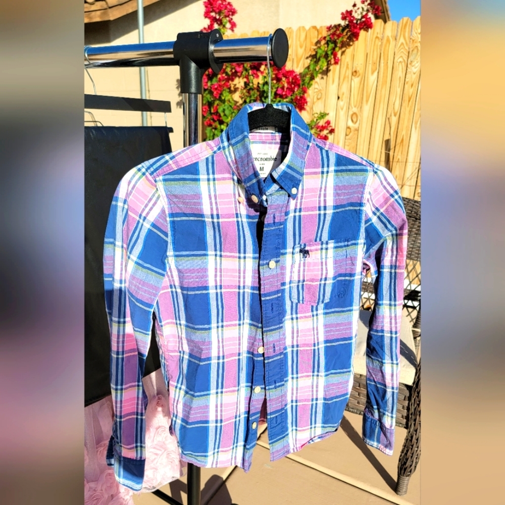 Boys Abercrombie Long Sleeve Plaid Button down Shirt